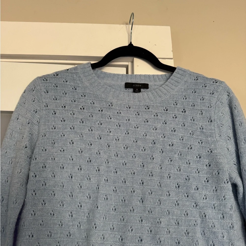 J. Crew Light Blue Textured Crew Neck Sweater - Picture 4 of 14